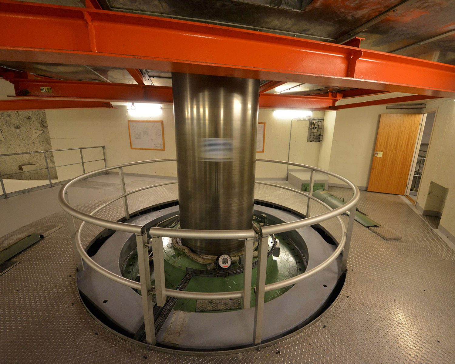 This turbine shaft gives an idea of the giant dimensions involved. 