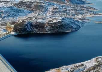 Lake and dam from above
